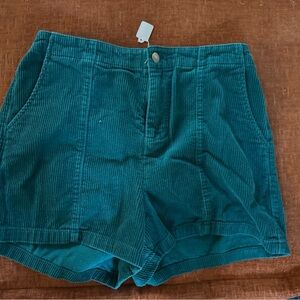 High Waist Teal Corduroy Shorts